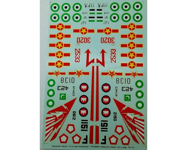 MIG-17 (5) SYRIA, VIETNAM, CAMBODIA, INDONESIA - MIG-19 (3), CHINA, PAKISTÁN.