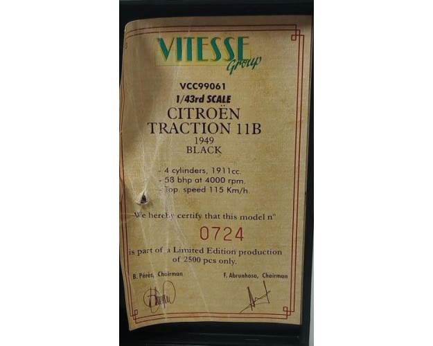VCC99061 CITROËN TRACTION 11B - BLACK 1949 (EDICIÓN LIMITADA)