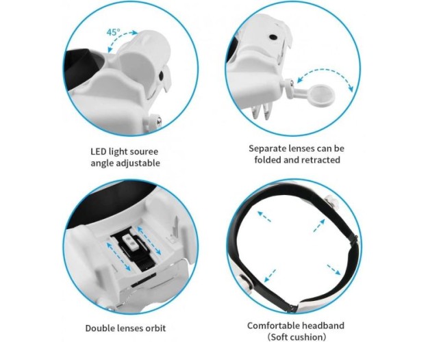 VINCHA CON LUPA E ILUMINACIÓN LED