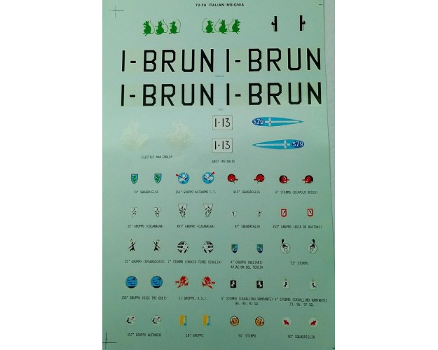 ITALIAN INSIGNIA UNIT MARKINGS INC. BRUNO MUSSOLINI'S SM79 1938