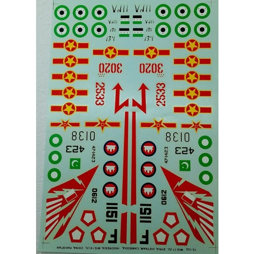 MIG-17 (5) SYRIA, VIETNAM, CAMBODIA, INDONESIA - MIG-19 (3), CHINA, PAKISTÁN.