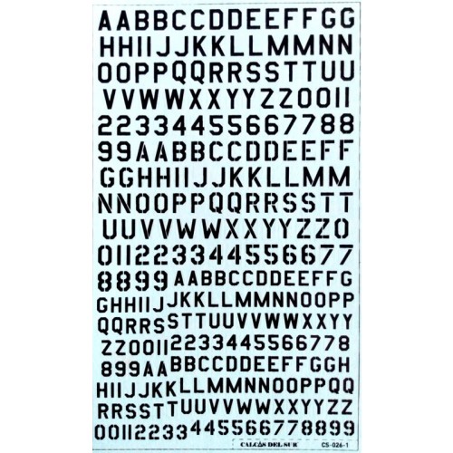 TIPOGRAFÍA USAF Y USAAF COLOR NEGRO - 6,35 Y 8,5mm