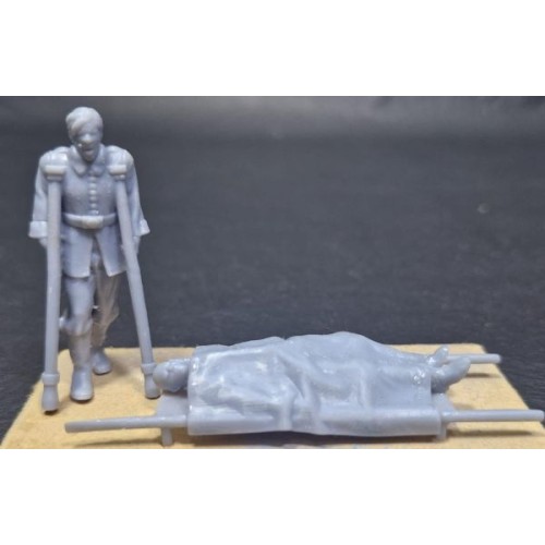 WWI Alemanes - En camilla y en muletas (2 figuras)