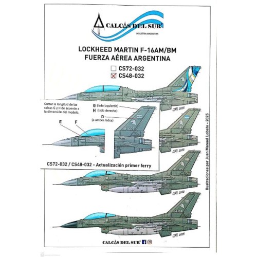 LOCKHEED MARTIN F-16AM/BM FUERZA AÉREA ARGENTINA - 1/48 - ACTUALIZACIÓN PRIMER FERRY