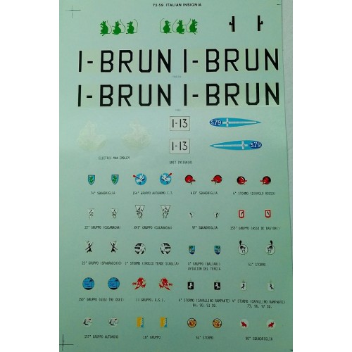 ITALIAN INSIGNIA UNIT MARKINGS INC. BRUNO MUSSOLINI'S SM79 1938